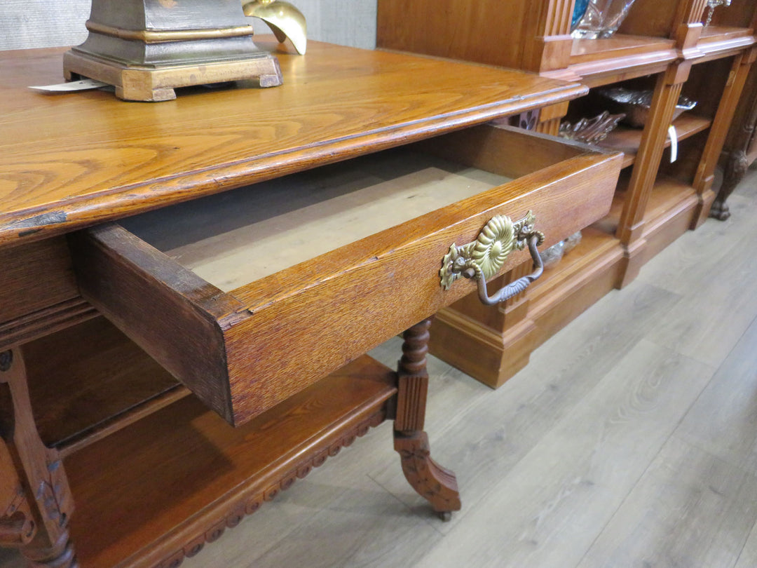 Antique American Tiger Oak Library Table