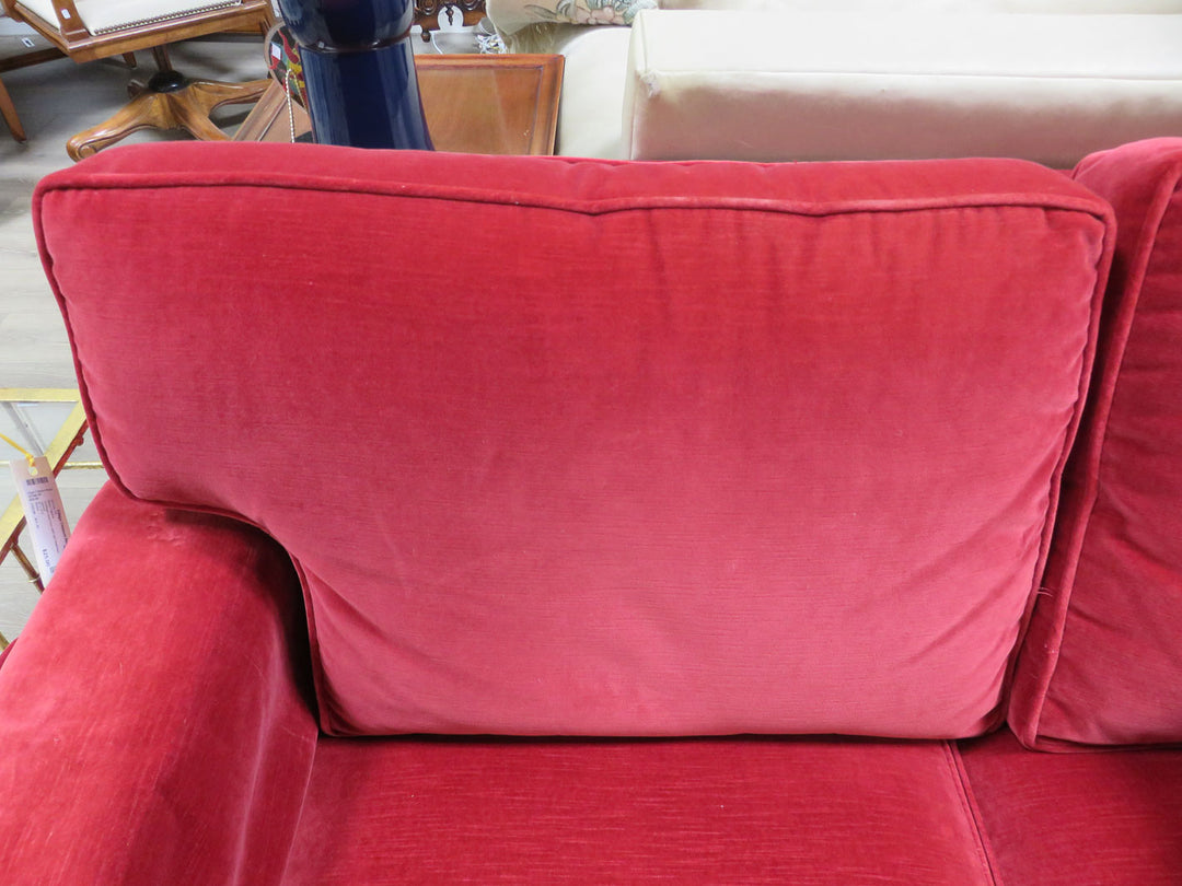 Red Velvet Sofa with Chaise