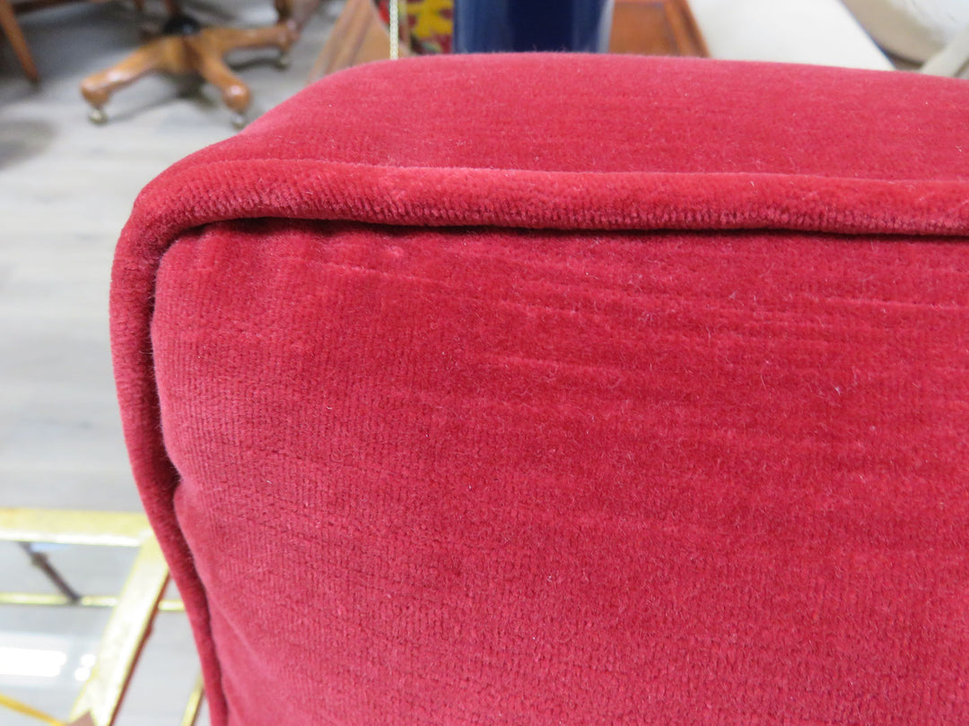 Red Velvet Sofa with Chaise