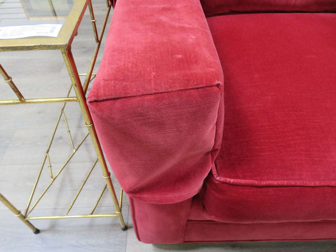 Red Velvet Sofa with Chaise