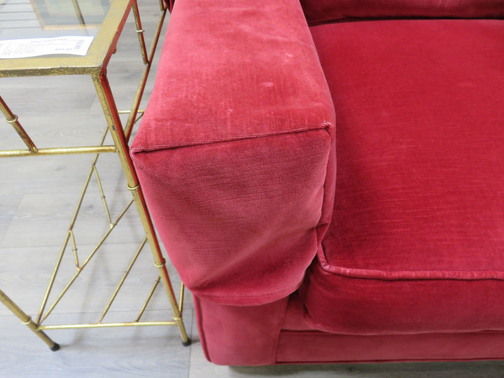 Red Velvet Sofa with Chaise