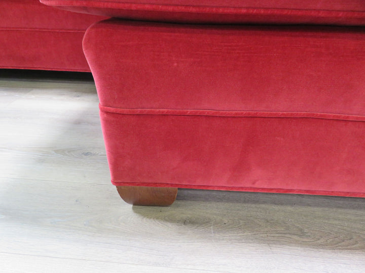 Red Velvet Sofa with Chaise