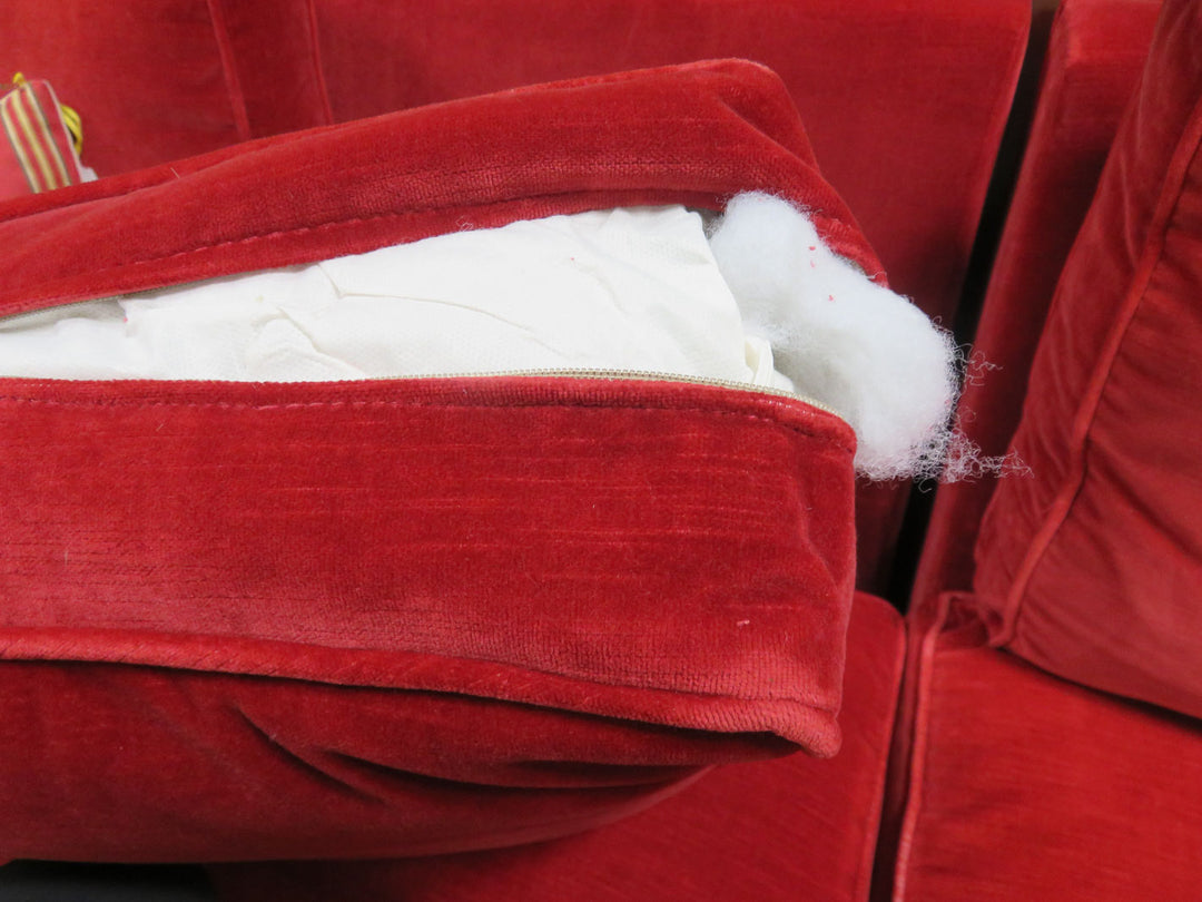 Red Velvet Sofa with Chaise