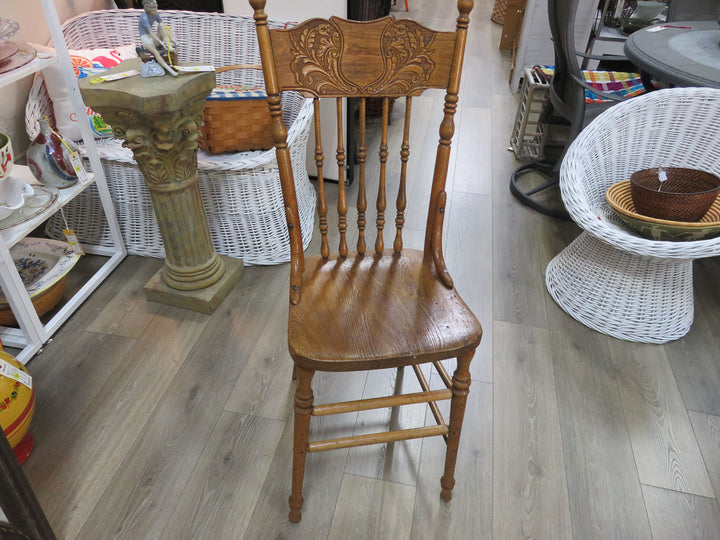 Antique Oak Spindle Back Side Chair