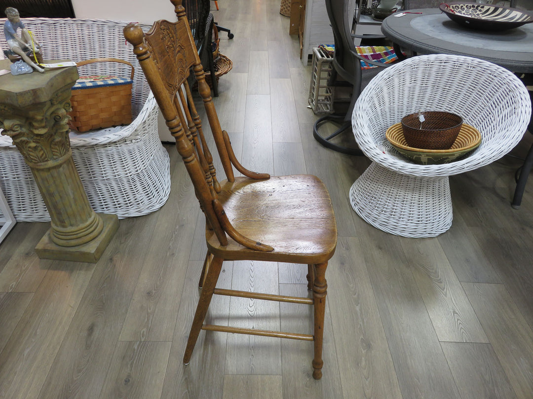 Antique Oak Spindle Back Side Chair