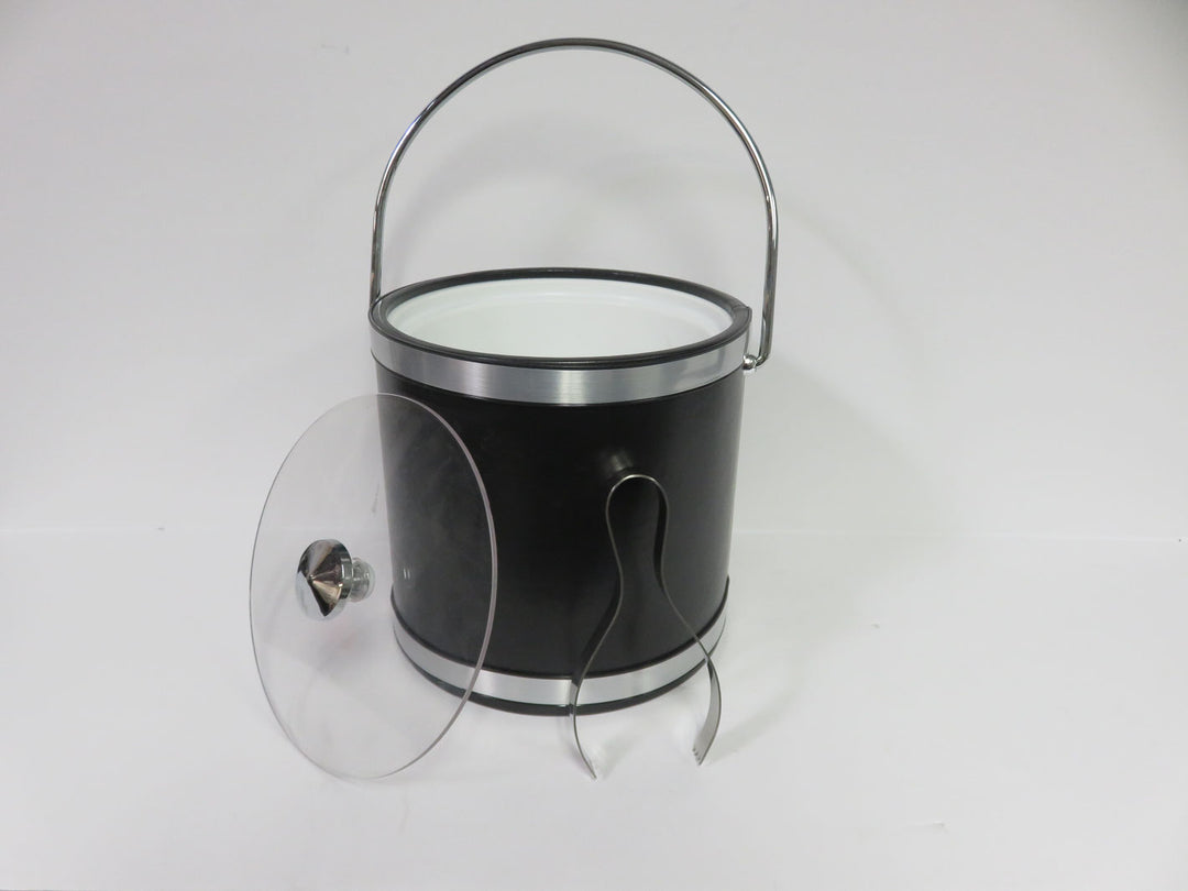 Black Ice Bucket with Tongs