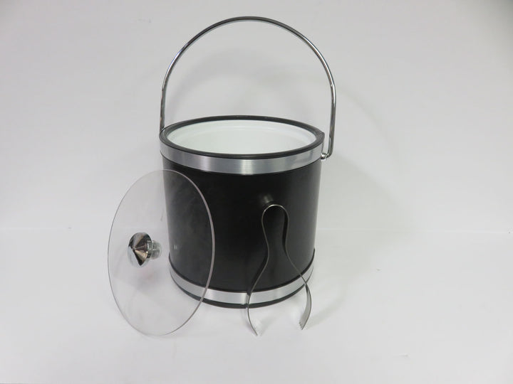 Black Ice Bucket with Tongs