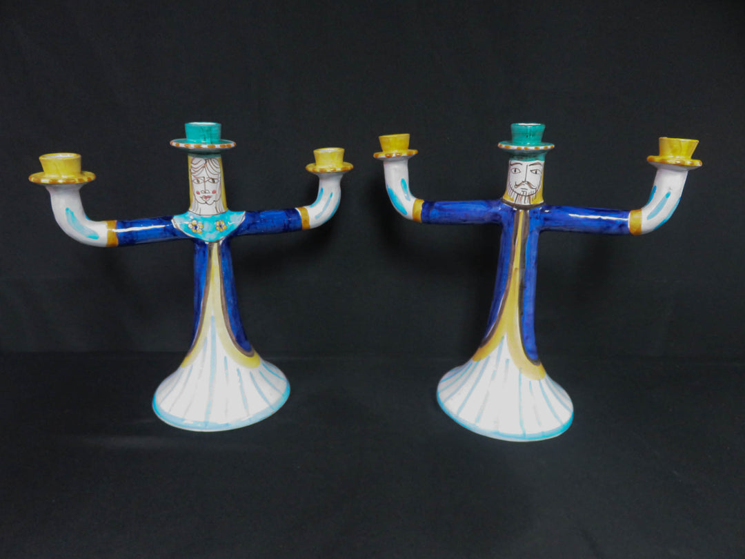 Triple Arm Figural Candlabras