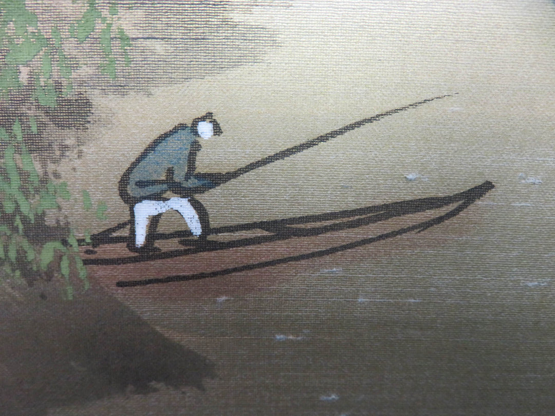 Silk Artwork Fishing Scene