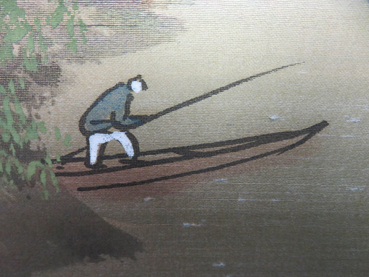 Silk Artwork Fishing Scene