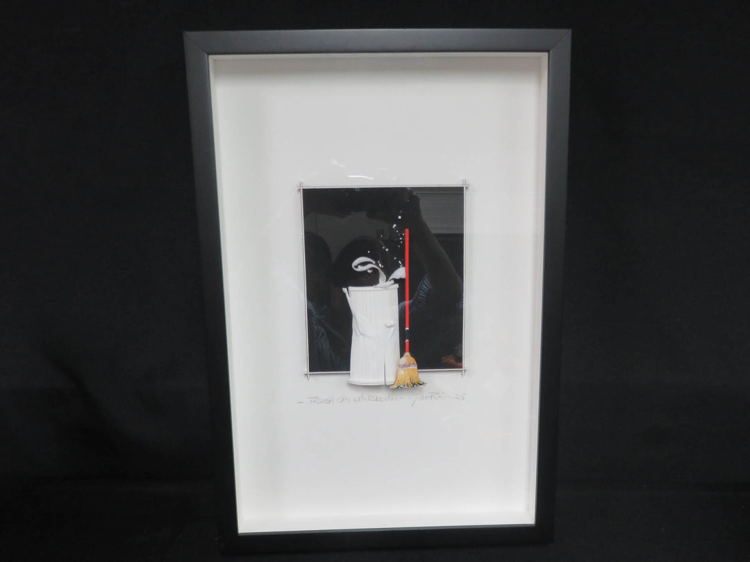 "Trash Can with Broom" Shadowbox Art