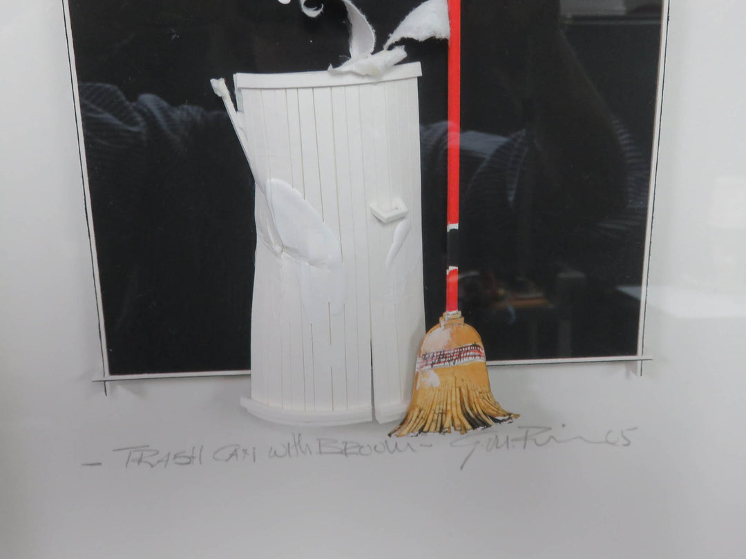 "Trash Can with Broom" Shadowbox Art