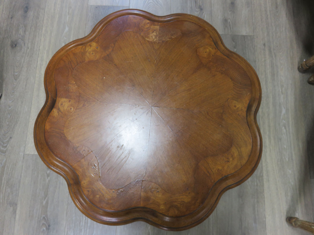 Round Scalloped Occasional Table