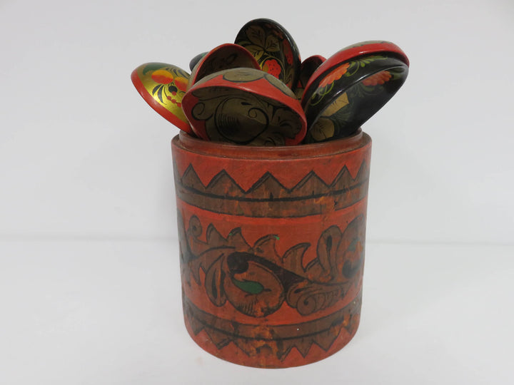 Folk Art Khokhloma Spoons & Vessel