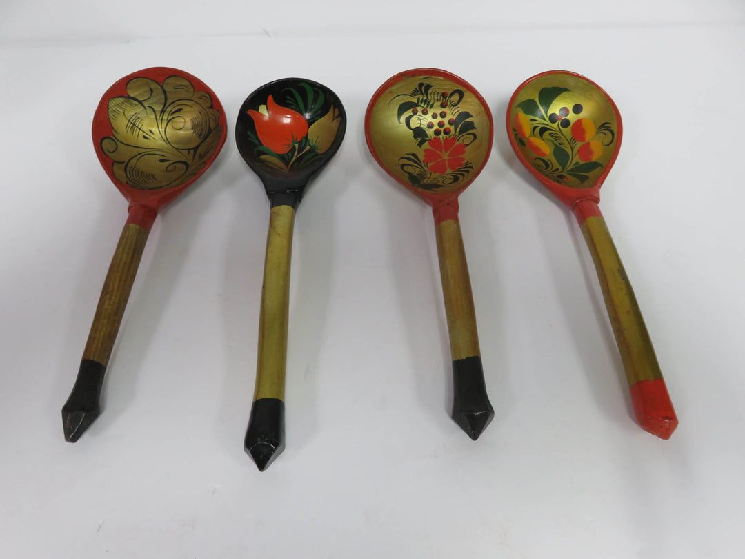 Folk Art Khokhloma Spoons & Vessel