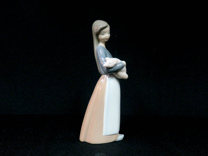 Lladró Girl with Pig Figurine