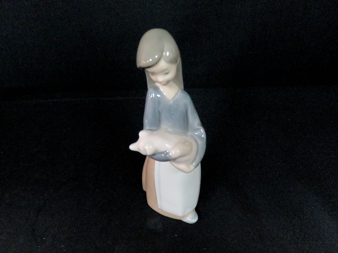 Lladró Girl with Pig Figurine