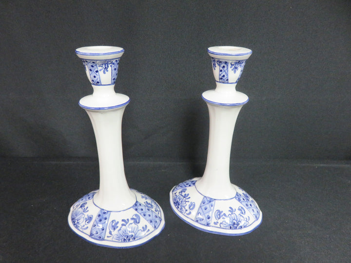 Pair of Blue and White Candlesticks