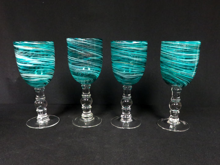 Turquoise and White Swirl Glasses