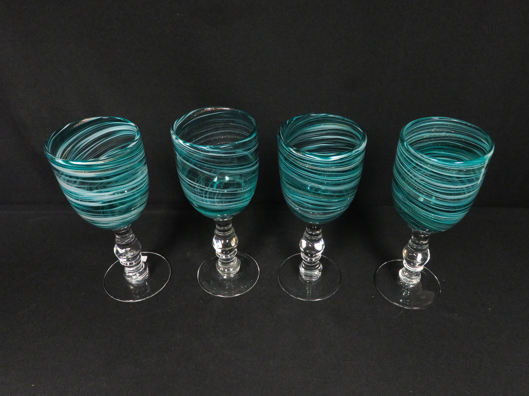 Turquoise and White Swirl Glasses