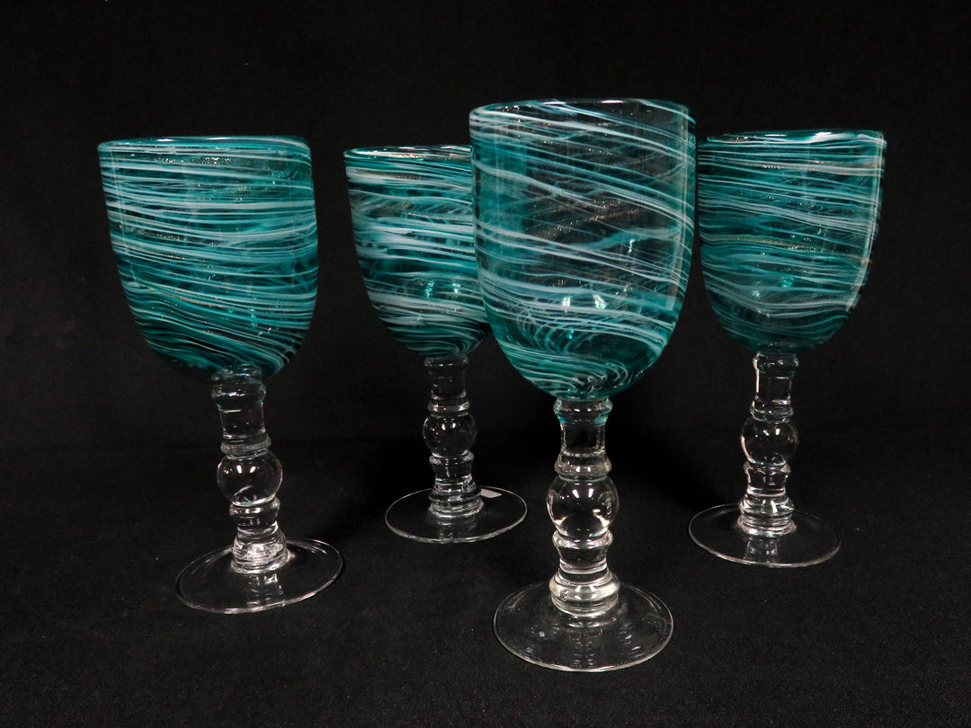 Turquoise and White Swirl Glasses