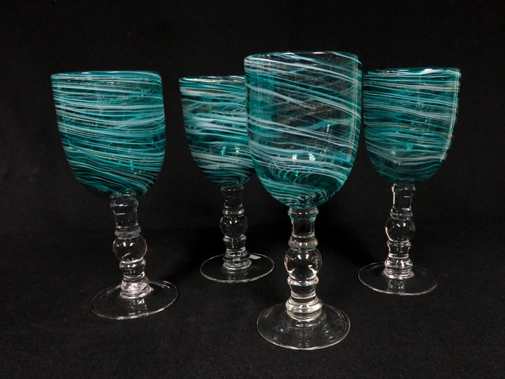 Turquoise and White Swirl Glasses