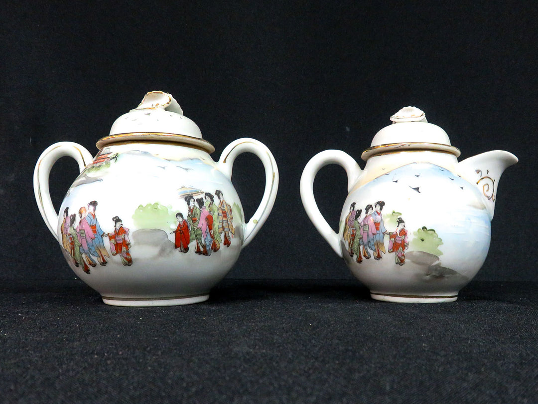 Hand Painted Kutani Cream & Sugar