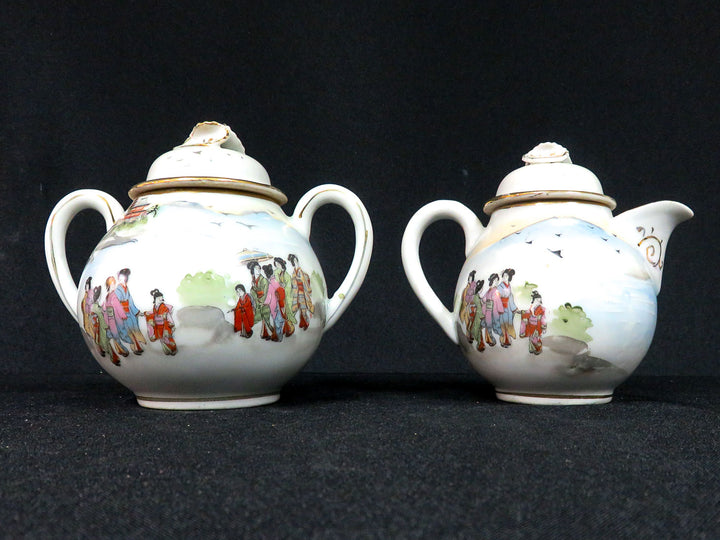 Hand Painted Kutani Cream & Sugar