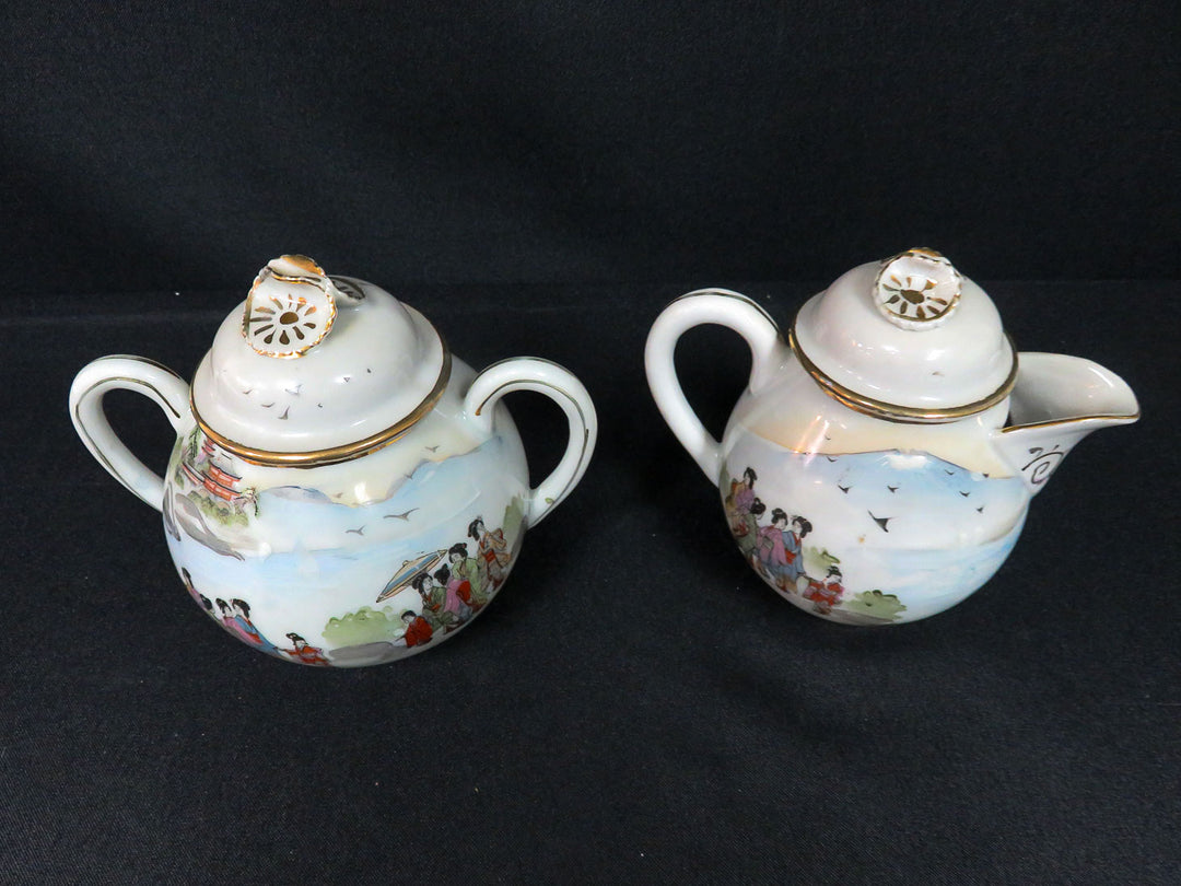 Hand Painted Kutani Cream & Sugar