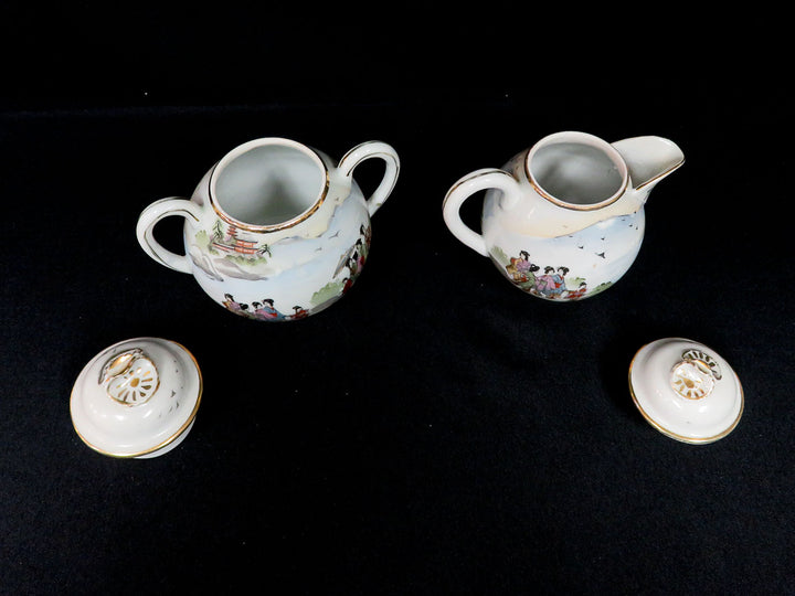 Hand Painted Kutani Cream & Sugar