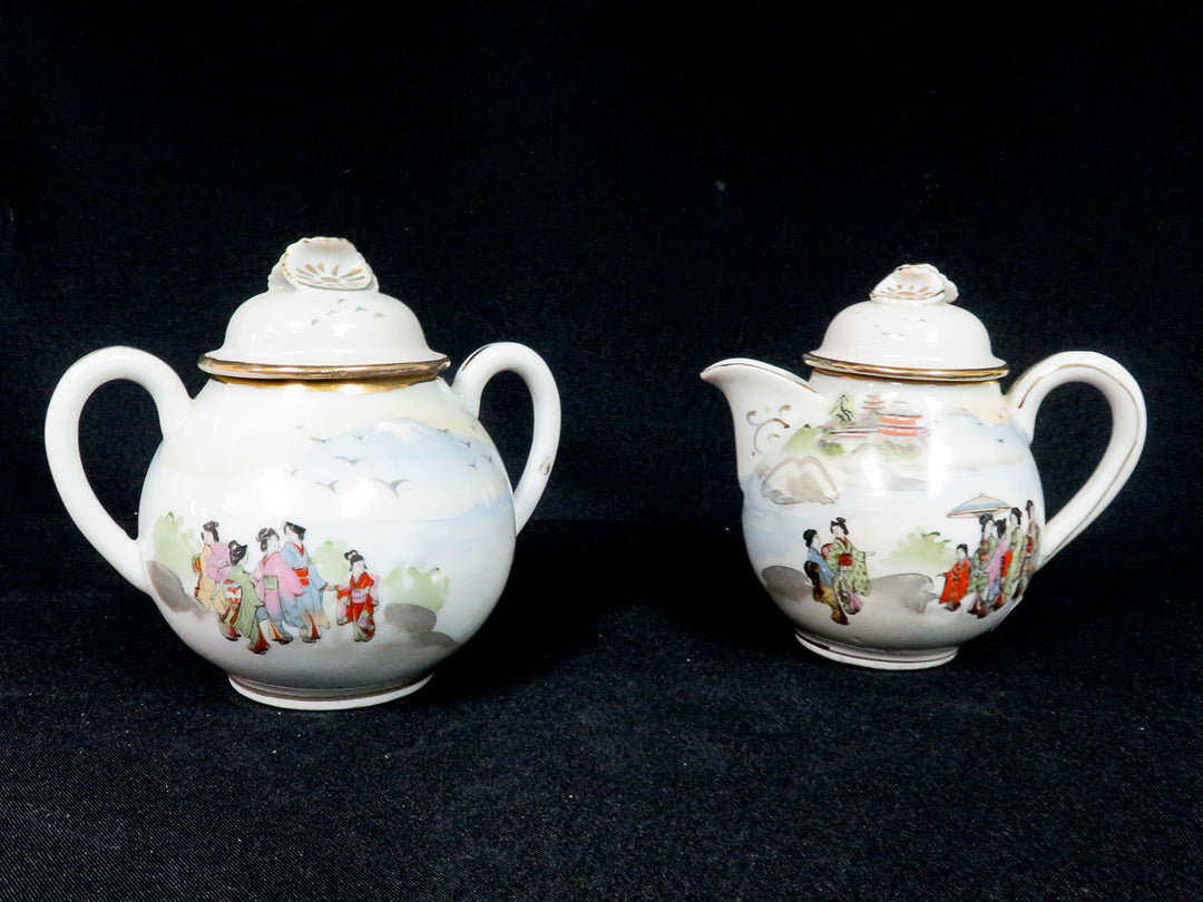 Hand Painted Kutani Cream & Sugar