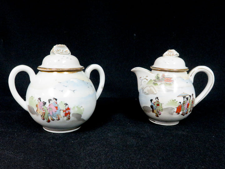 Hand Painted Kutani Cream & Sugar