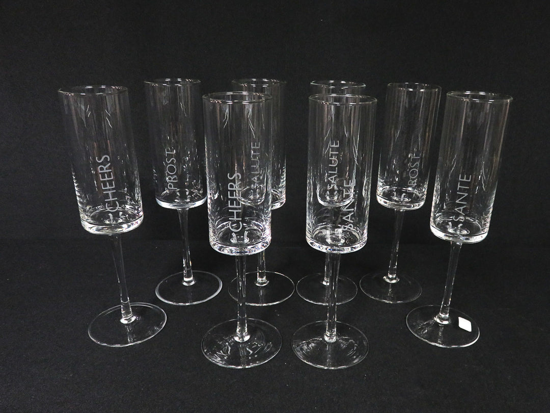 Multi-Lingual Champagne Flutes
