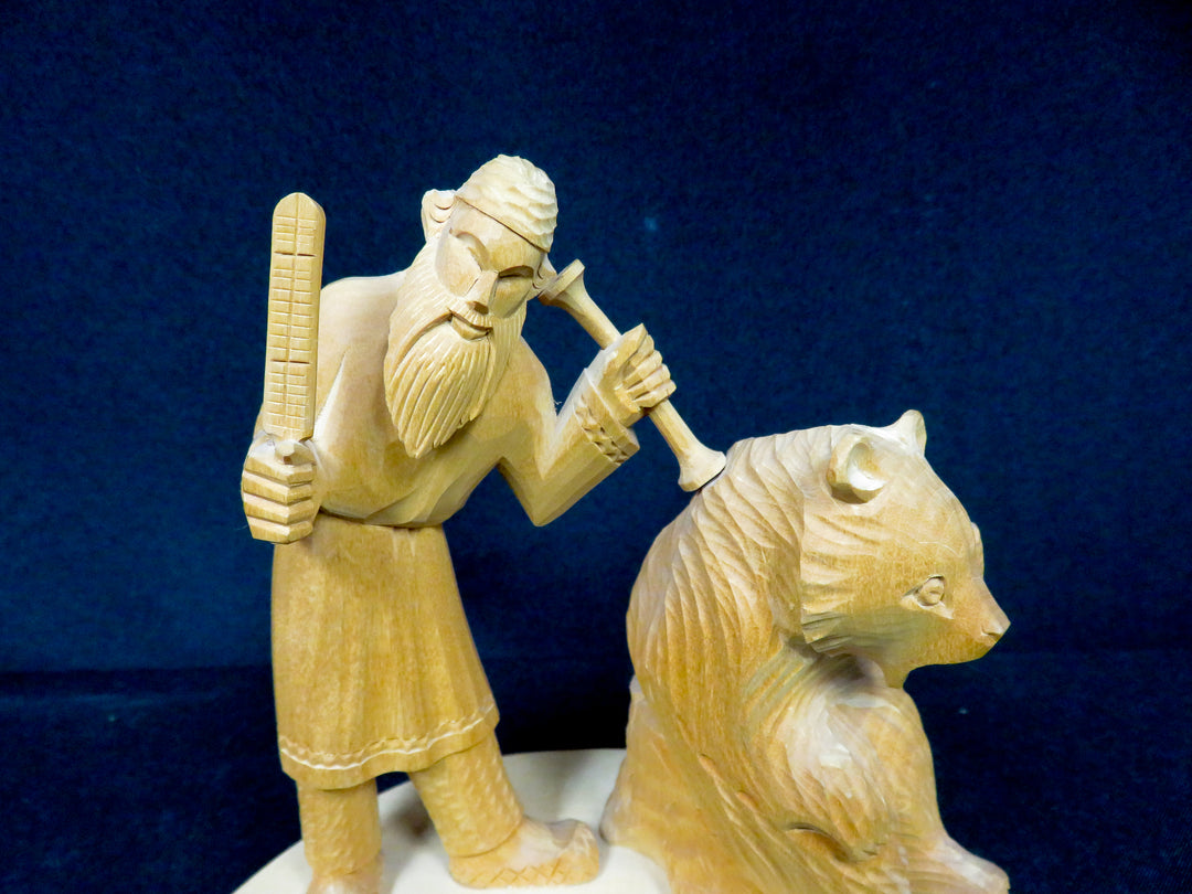 Russian Folk Art Wood Figurine