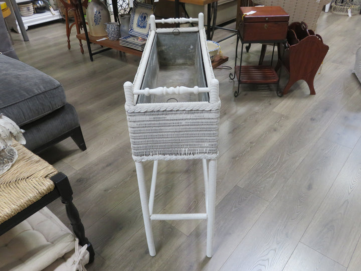 Painted Wicker Planter Stand
