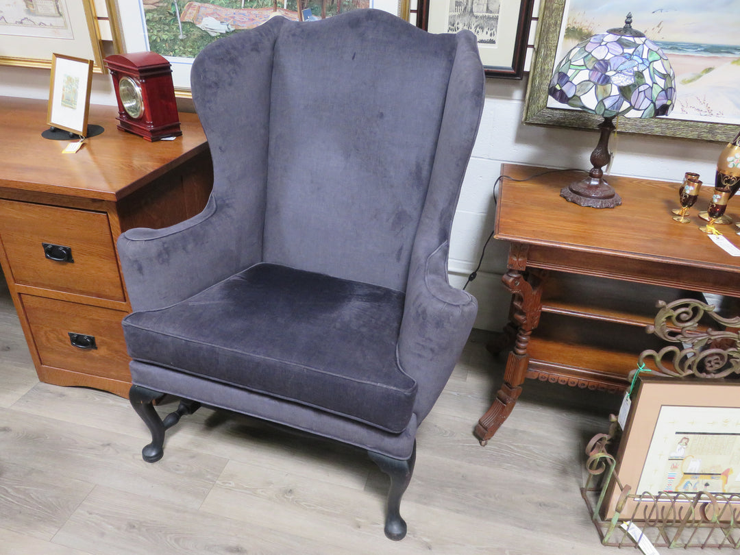 Classic Gray Wingback Chair