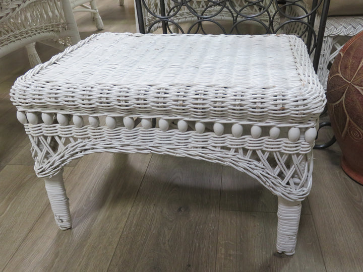 White Wicker Footstool
