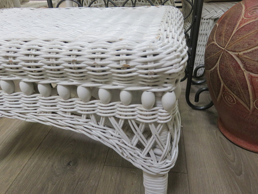 White Wicker Footstool