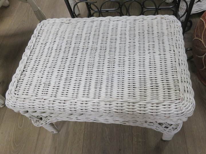 White Wicker Footstool