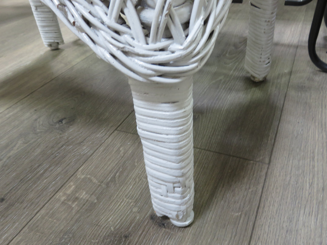 White Wicker Footstool