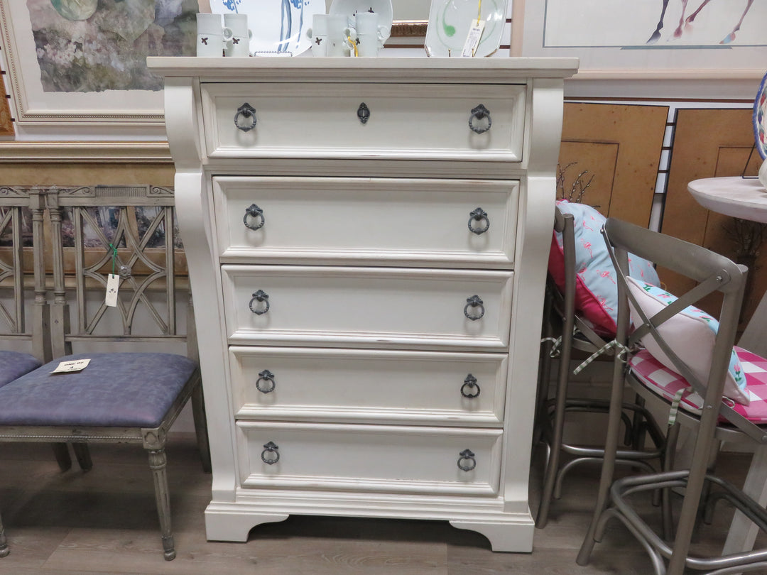 Cream Five-Drawer Dresser