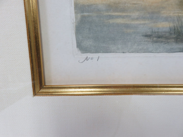 River Scene Lithograph