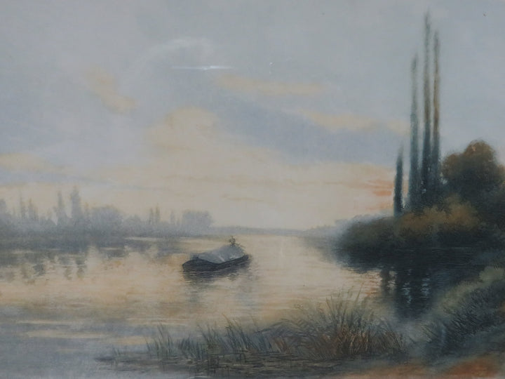 River Scene Lithograph
