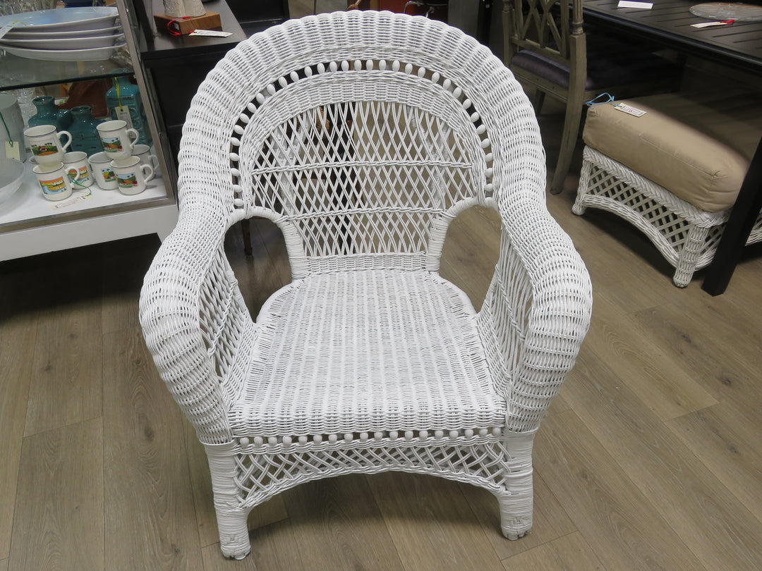 White Wicker Arm Chair