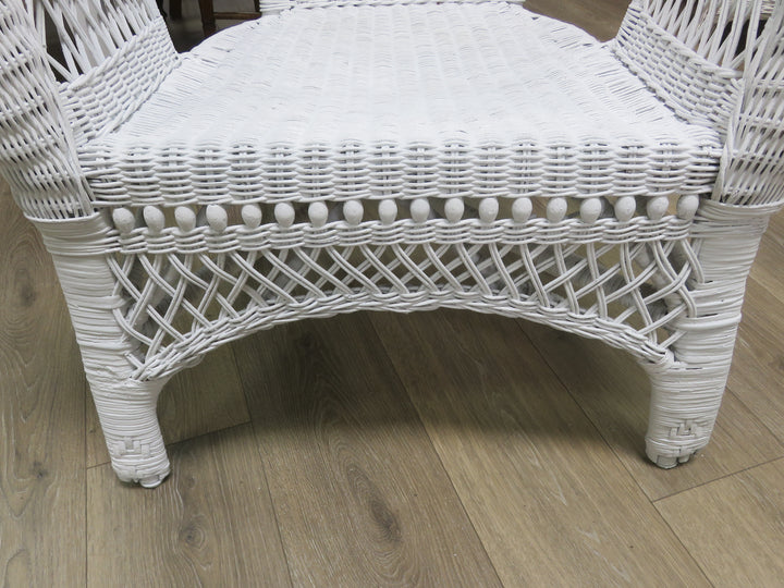 White Wicker Arm Chair