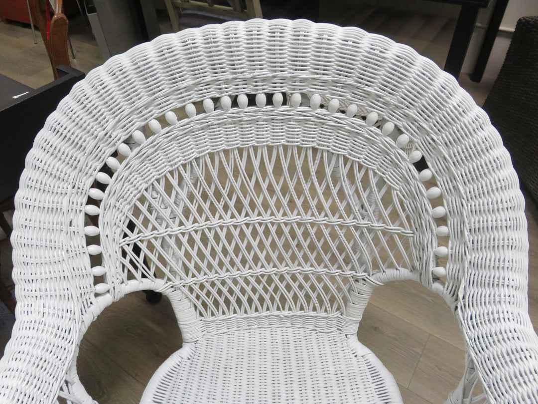 White Wicker Arm Chair