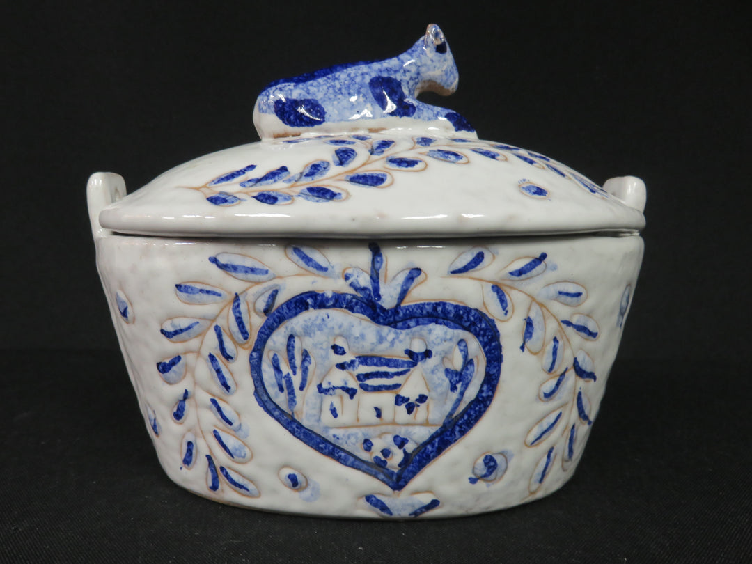 Covered Blue & White Bowl