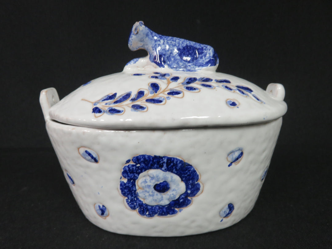 Covered Blue & White Bowl