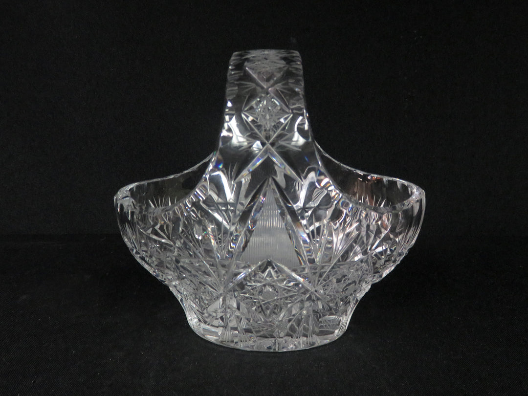 Cut Crytal Basket with Hobstar Design