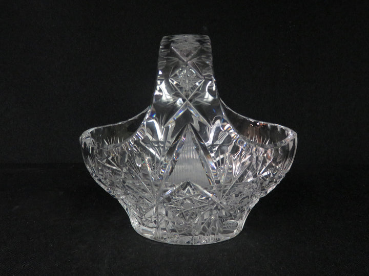 Cut Crytal Basket with Hobstar Design